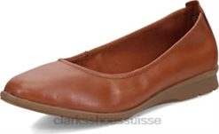 Ballerines Jenette Ease en cuir marron foncé pour femme Clarks femmes N6R8B164 Clarks cuir beige foncé