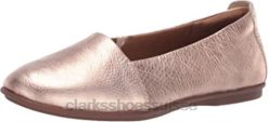 ballerines plates clarks un coral step en cuir or rose pour femme femmes N6R8B1212 Clarks cuir or rose