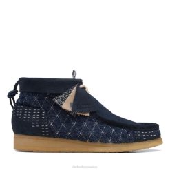 bottes clarks wallabee sashiko bleu marine Hommes N6R8B5683 Clarks sashiko bleu marine