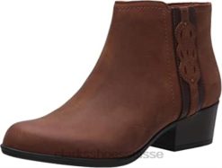 Bottines adreena lilas en cuir marron foncé pour femmes Clarks femmes N6R8B1316 Clarks cuir beige foncé