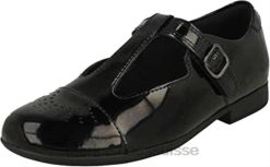 chaussures en T avec détails au laser pour filles scala spirit k clarks noirs enfants N6R8B398 Clarks noir