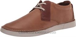 Clarks - Baskets basses Gereld en cuir marron clair pour hommes Hommes N6R8B1465 Clarks cuir beige