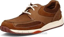 Clarks - Baskets Langton Lane en nubuck beige pour hommes Hommes N6R8B441 Clarks