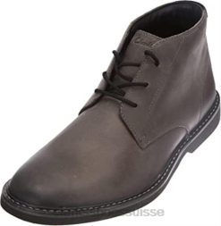 Clarks - Bottines chukka atticuslt mi-hautes en cuir gris foncé pour hommes Hommes N6R8B2993 Clarks cuir gris foncé
