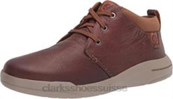 Clarks - Bottines Chukka Driftway mi-hautes en cuir marron foncé pour hommes Hommes N6R8B2897 Clarks cuir beige foncé