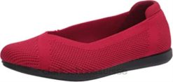 Clarks Carly Wish Ballerines plates en tricot rouge pour femme femmes N6R8B1762 Clarks tricot rouge