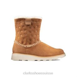 Clarks Crown Piper Jnr F Fit Tan Daim unisexe N6R8B4554 Clarks daim beige