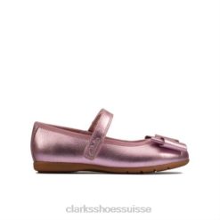 Clarks Dance Bow en cuir rose Inf G Fit unisexe N6R8B4675 Clarks cuir rose