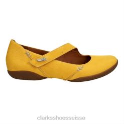 Clarks en cuir jaune Low Felicia Plum unisexe N6R8B4064 Clarks cuir jaune