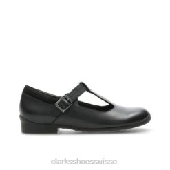 Clarks en cuir noir Jamie Sky Inf G Fit enfants N6R8B4632 Clarks Cuir noir