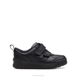 Clarks en cuir noir Palmer Mist Kid en cuir noir enfants N6R8B5964 Clarks Cuir noir