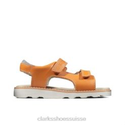 Clarks en cuir orange brûlé couronne racine jnr g fit unisexe N6R8B4857 Clarks cuir orange brûlé