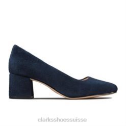 clarks en daim bleu marine transparent rose femmes N6R8B4020 Clarks daim bleu marine