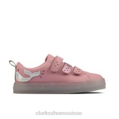 clarks flareshelllo jnr g fit cuir rose unisexe N6R8B4690 Clarks cuir rose