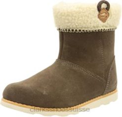 Clarks Girl's Crown Loop T Botte de neige en daim noyer enfants N6R8B1386 Clarks daim noyer
