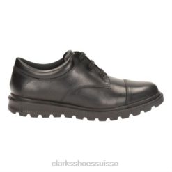 Clarks Mayes Walk Bl G Fit en cuir noir enfants N6R8B4883 Clarks Cuir noir