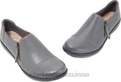 Clarks - Mocassins Ashland Palm en cuir gris pour femme femmes N6R8B2417 Clarks