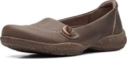 Clarks - Mocassins Roseville Sky en cuir taupe foncé pour femme femmes N6R8B265 Clarks cuir taupe foncé