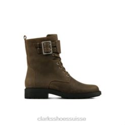 Clarks Orinoco2 Lace en cuir olive foncé unisexe N6R8B4107 Clarks cuir olive foncé