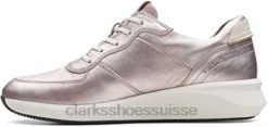 Clarks Platinum Metallic Leather Un Rio Sprint pour femme en cuir métallisé platine femmes N6R8B199 Clarks cuir métallisé platine