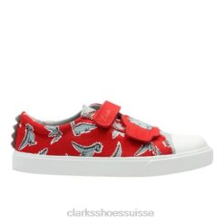 Clarks Red Tricer Roar Inf F Fit enfants N6R8B4817 Clarks rouge