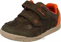 clarks rex play enfant en bas âge kaki vert cuir enfants rip tape chaussures 6 g cuir kaki enfants N6R8B1744 Clarks