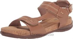 Clarks Roseville Mae Sandale plate en cuir marron clair pour femme femmes N6R8B1690 Clarks