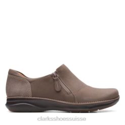 clarks taupe nubuck appley zip femmes N6R8B3897 Clarks nubuck taupe