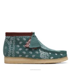 clarks wallabee botte vert paisley Hommes N6R8B6627 Clarks cachemire vert