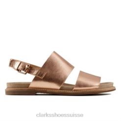 corsio slide clarks en cuir or rose unisexe N6R8B4270 Clarks cuir or rose