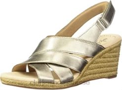 espadrille compensée lafley krissy pour femme sandale clarks étain cuir métallisé femmes N6R8B2471 Clarks cuir métallisé étain