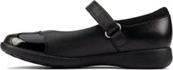 Etch Beam Enfants Cuir Noir Filles Mary Jane Chaussures D'école Clarks enfants N6R8B1356 Clarks