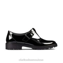 loxhamshine verni noir jnr f fit clarks enfants N6R8B4636 Clarks vernis noir