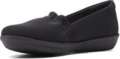 mocassin Ayla Shine pour femme plat noir textile clarks femmes N6R8B230 Clarks
