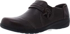 Mocassins à enfiler Cheyn Madi en cuir foulonné marron foncé pour femmes femmes N6R8B59 Clarks cuir foulonné marron foncé