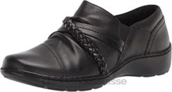 Mocassins Cora Braidshoe Clarks en cuir noir pour femmes femmes N6R8B803 Clarks Cuir noir