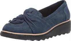 mocassins Sharon Dasher en daim bleu marine pour femmes Clarks femmes N6R8B291 Clarks