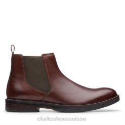 paulson up clarks mahoga ny cuir Hommes N6R8B4549 Clarks cuir d'acajou
