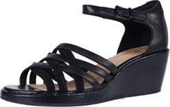 Sandale compensée Un Plaza Go pour femme Clarks Combi en cuir et daim noir femmes N6R8B2879 Clarks combi en cuir suédé noir