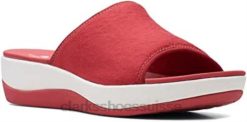 sandales à glissière arla nora pour femmes en textile rouge clarks femmes N6R8B44 Clarks textile rouge