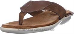 tongs ellison easy en cuir marron clair pour hommes Hommes N6R8B1168 Clarks cuir beige